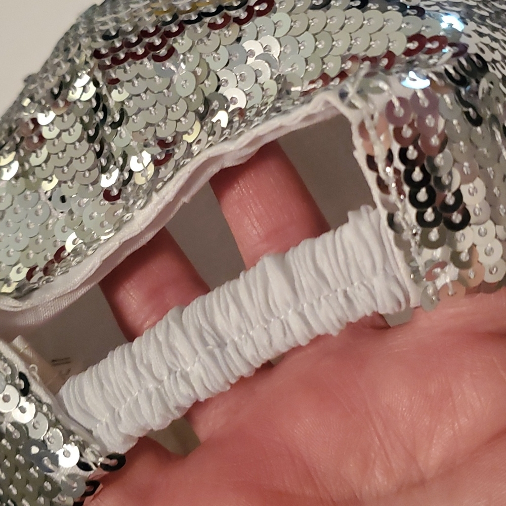 Rhinestone sequins Silver color baseball cap Standard in Very good condition - Picture 7 of 13